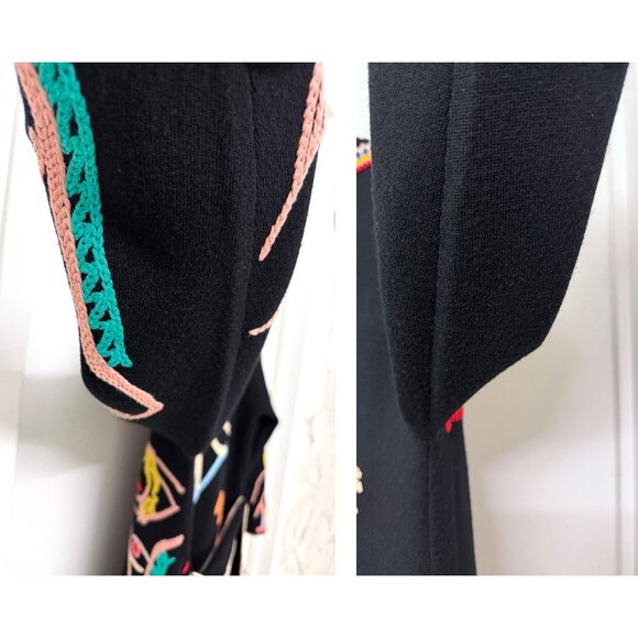 Alice + Olivia Tom Wesselmann Astrid Cardigan Sweater Black Natural Beauty L - Picture 13 of 16